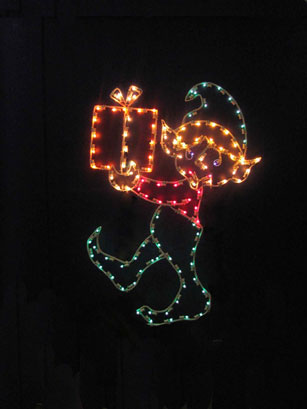 Silhouette Elf with Package | Holiday Lights | Commercial Holiday Lighting